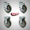 Service Caster 5 Inch SS Gray Polyurethane Top Plate Caster Set with 2 Brake 2 Rigid SCC SCC-SS20S514-PPUB-TLB-2-R514-2 - alternate 2